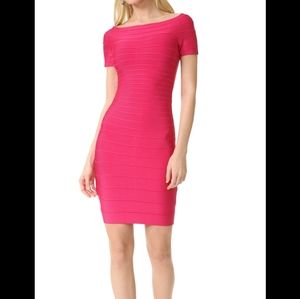 Herve Leger Carmen Pink Off Shoulder Dress size M